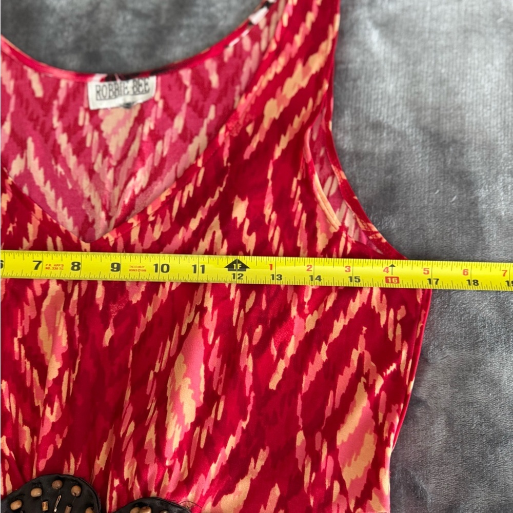 Vintage Robbie Bee Maxi Sundress Size M Red Multi Embellished Sleeveless V-Neck - Picture 7 of 10